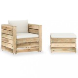 VidaXL Set mobilier de grădină cu perne, 2 piese, lemn verde tratat 3074533