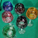 SERVICIU DE 6 PAHARE DIN CRISTAL COLORAT - GERMANIA anii '70