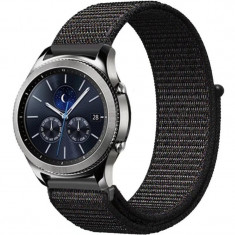 Curea ceas Smartwatch Samsung Gear S3, iUni 22 mm Soft Nylon Sport, Black foto