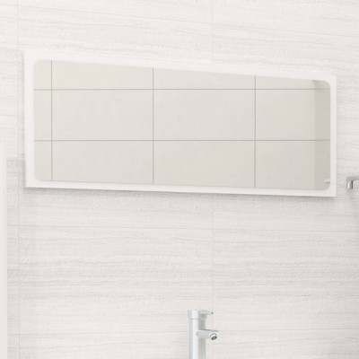 vidaXL Oglindă de baie, alb extralucios, 90x1,5x37 cm, PAL foto