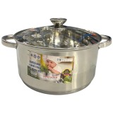 Cratiță din inox, 6,9 l, cu capac din sticlă