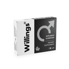 Supliment alimentar pentru bărbați WILLINGS, susține potența, erecția și anti-ejaculare precoce, cu L-Arginina și Ginseng Asiatic, 5 buc
