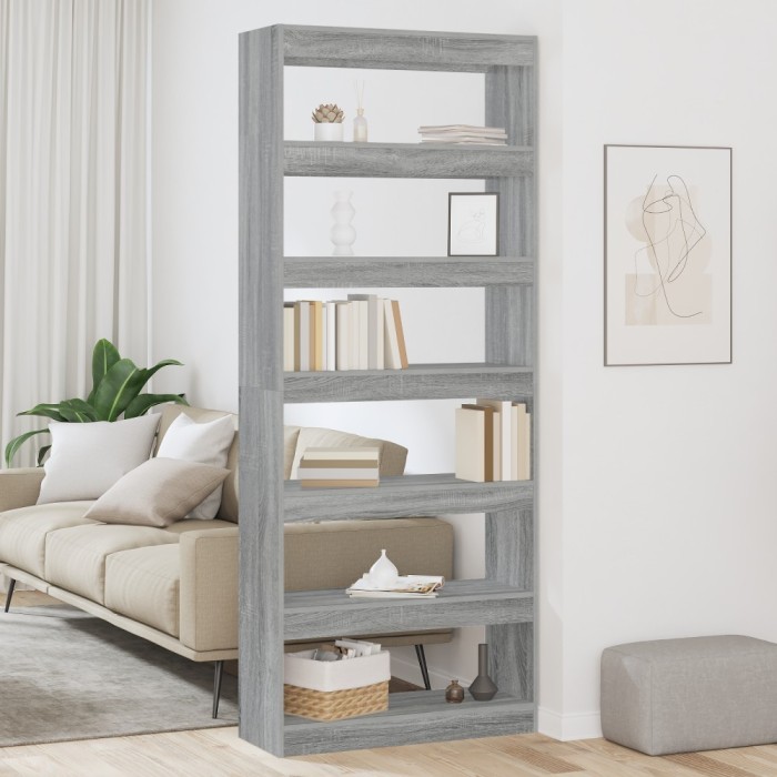 vidaXL Bibliotecă cu raft sonoma gri 80 x 30 x 198 cm Lemn compozit