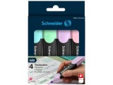 Textmarker cu varf tesit,model Schneider Job Pastel,4 bucati set