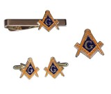 Set masonic Pin, Ac pentru Cravata si Butoni Echer si Compas cu Litera G