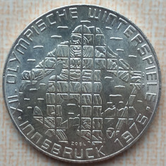 (A375) MONEDA DIN ARGINT AUSTRIA- 100 SCHILLING 1976,JOCURILE OLIMPICE INNSBRUCK