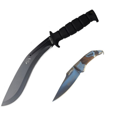 Maceta Kukri 40 cm, teaca material textil si Cutit tip Briceag de buzunar 20 cm ems2311 foto