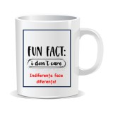 Cana alba personalizata, Indiferenta face diferenta, ceramica, INOVATIX&reg;. 330 ml, Oem