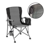 Scaun de pescuit Leziter Comfort Plus cu braț și suport pentru pahare gri