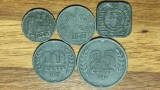 Olanda ocupatie Germania nazista WW2 - Set SUPEROFERTA - 1 cent + 2&amp;1/2 + 5 + 10 + 25 cents 1941-1942-1943 - zinc - impecabile !
