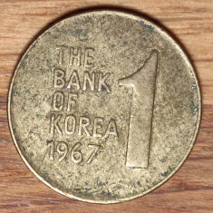 Korea de Sud - moneda de colectie exotica - 1 won 1967 - foarte greu de gasit