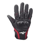 Mănuși Moto din Piele Perforată PES &ndash; Protecții Carbon, Touchscreen, Ventilate, Roșii