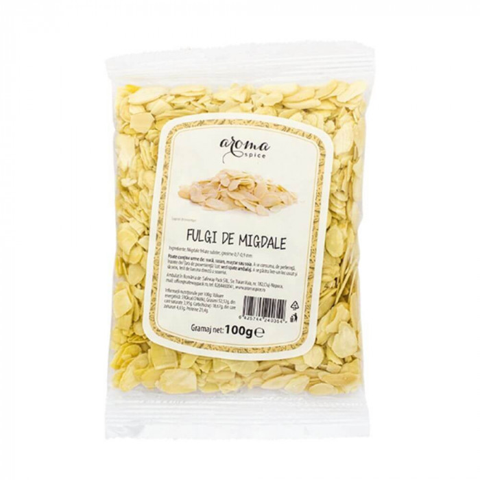 Fulgi de Migdale Aroma Spice, 10 Plicuri x 100 g, Migdale Fulgi, Migdale Fasii, Migdale Taiate, Migdale Bucati, Punga Fulgi Migdale, Fulgi de Migdale