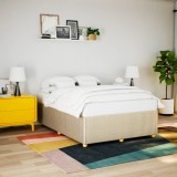VidaXL Cadru de pat fără saltea, crem, 140x190 cm, textil
