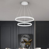 Lustra LED suspendata cu telecomanda CASIANA 40W, 2 Cercuri, lumina Rece/Calda/Neutra, Dimabila, Alb, Inaltime Reglabila ModernLight Concept