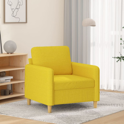 vidaXL Fotoliu canapea, galben deschis, 60 cm, țesătură foto