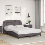 VidaXL Cadru de pat cu tăblie, gri, 140x200 cm, piele ecologică