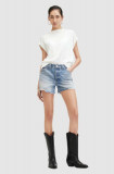 Cumpara ieftin AllSaints pantaloni scurti jeans IDAHO WESTERN SHORT femei, neted, medium waist, WE516Z