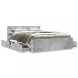 Gossi cadru de pat cu tablie gri beton 140x200 cm lemn prelucrat