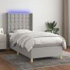 VidaXL Pat cu arcuri, saltea și LED, gri deschis, 80x200 cm, textil 3139149