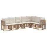 vidaXL Set de canapele de exterior cu pernă 7 pcs natural Poliester 3437480