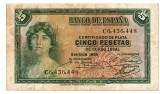 Spania 5 Pesetas 1935 P-85 Seria 6436448