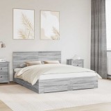 vidaXL Cadru de pat cu headboard Gri Sonoma 160 x 200 cm Lemn compozit 3410875