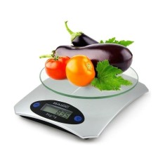 Cantar de bucatarie, cu precizie mare de cantarire, din plastic si sticla, capacitate maxima de cantarire 5 kg, gri