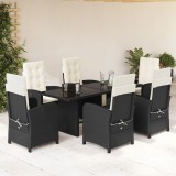 VidaXL Set mobilier de grădină cu perne, 7 piese, negru, poliratan 3212248