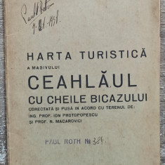 Harta turistica a masivului Ceahlaul cu Cheile Bicazului// anii '30