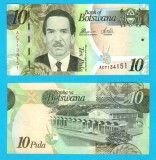 Botswana (p#30) 10 Pula 2012 UNC 'Varianta pe H&acirc;rtie' serie: AC713415x; (ROG CITITI DETALIILE!)