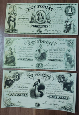 REPRODUCERI lot 3 bancnote HUNGARY FORINT anul 1852 foto