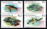 Nicaragua 1980, Mi #2099-2102**, fauna, testoase, Olimpiada, MNH, cota 45 &euro;!, Nestampilat