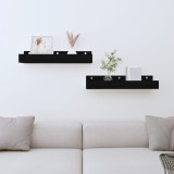 VidaXL Rafturi de perete, 2 buc., negru, 50x12x9 cm, lemn masiv de pin