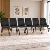 Cumpara ieftin Set 6 Scaune Bucatarie Living Artool Lava Catifea Neagra Picioare Metal 43x51x90 cm