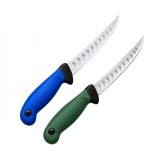 Cumpara ieftin Set doua cuțite pentru filetat DEPOX&reg;, lamă curbată din oțel inoxidabil cu alveole, m&acirc;ner ergonomic, 29 cm, albastru/verde