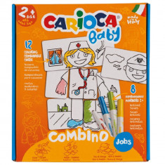 Set Puzzle Jobs Carioca Baby, 12 Carduri cu 2 Fete, 8 Carioci Super Lavabile, Multicolor, Carioci Super Lavabile, Puzzle, Puzzle Carioca, Carioci Puzz