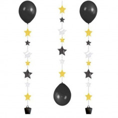 Panglica decorativa cu stelute pentru baloane cu heliu - 100 cm, Radar 9902240, 3 buc/set foto