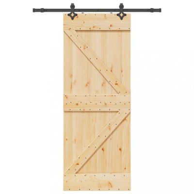 Ușă glisantă cu set de feronerie 80x210 cm, lemn masiv de pin foto