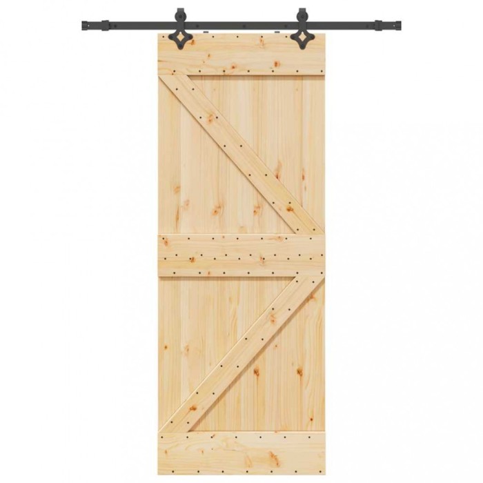 Ușă glisantă cu set de feronerie 80x210 cm, lemn masiv de pin