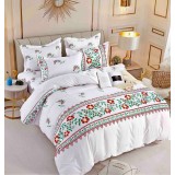 Lenjerie pat single,bumbac finet,4 piese,cearceaf normal,motiv traditional cu flori colorate-A820