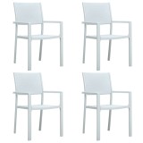 Scaune de grădină, 4 buc., alb, plastic, aspect ratan