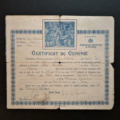 Certificat de Cununie - Iasi - 1943