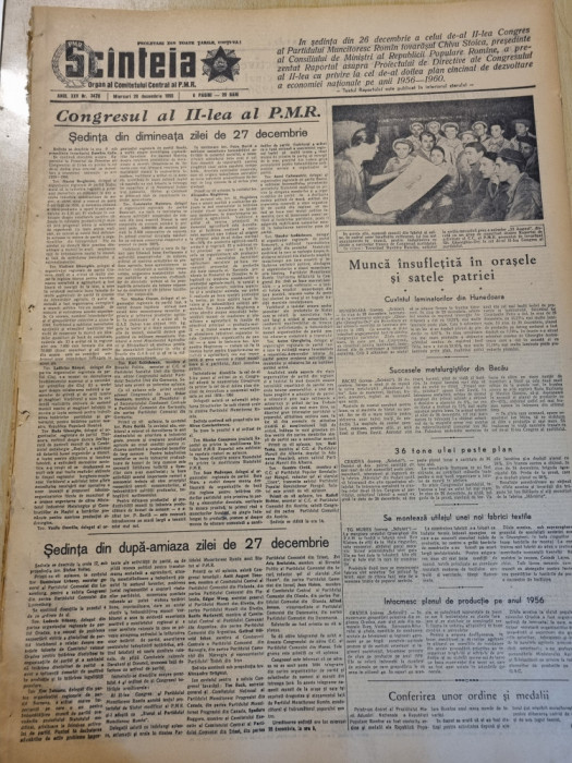 scanteia 28 decembrie 1955-al doilea congres al partidului muncitoresc roman