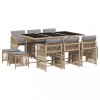 Set mobilier gradina cu perne, 11 piese bej combinat poliratan