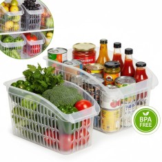 Organizator Frigider Koken, plastic PP, BPA free, cutie pentru cămară, baie, frigider, Multifunctional, 1 Compartiment principal, Potrivit Mașina de S