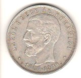 SV * Romania 5 LEI 1906 * ARGINT. 835 * 40 Ani de la Incoronarea Regelui Carol I * detalii bune !