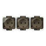 Priza schuko tripla Abex Smart cu capac alb