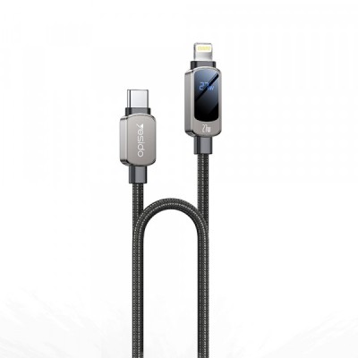 Cablu Date si Incarcare USB-C - USB-C Yesido CA180 Display, 27W, 1.2m, Negru foto