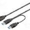 Cablu USB A mufa x2, USB A soclu, USB 3.0, lungime 0.3m, negru, Goobay - 95749